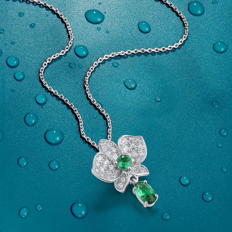Santuzza Sterling Silver Gemstone Flower Pendant for Women - Image 3